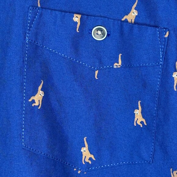 SALE 2/15 Paper Denim & Cloth Monkey Short Sleeve Button Up Blue Size 14/16 - Picture 5 of 7